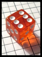 Dice : Dice - 6D Pipped - Orange Transparent with White Pips - Jeff Brown and Family Gift Feb 2011